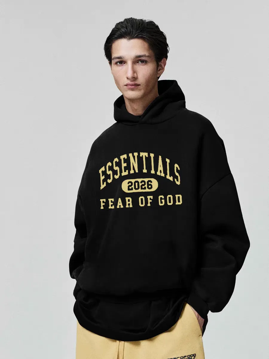 🦋 、Hot Sale🦋 128 Essentials FW 26Holiday 2026 CLASSIC HOODIE Fear of God Essentials FALL 26 HOLIDAYSeries Fleece Hoodie Same Style Premium ！ ！ ， ！ ， Breathable 。 3D 。 ， ， ， ， 。 ， ～Versatile ， ！ ：Retro Size:XS-XL